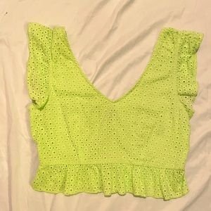 3/$15 Wild Fable Neon ruffle sleeve crop top